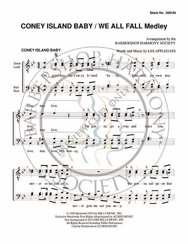 Goodbye, My Coney Island Baby/We All Fall (TTBB) (arr. BHS