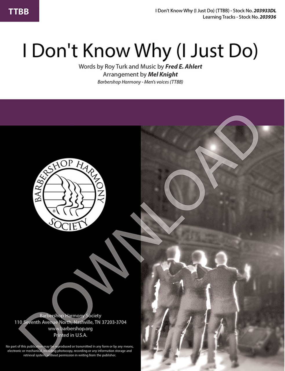 I Don't Know Why (I Just Do) (TTBB) (arr. Knight) - Download