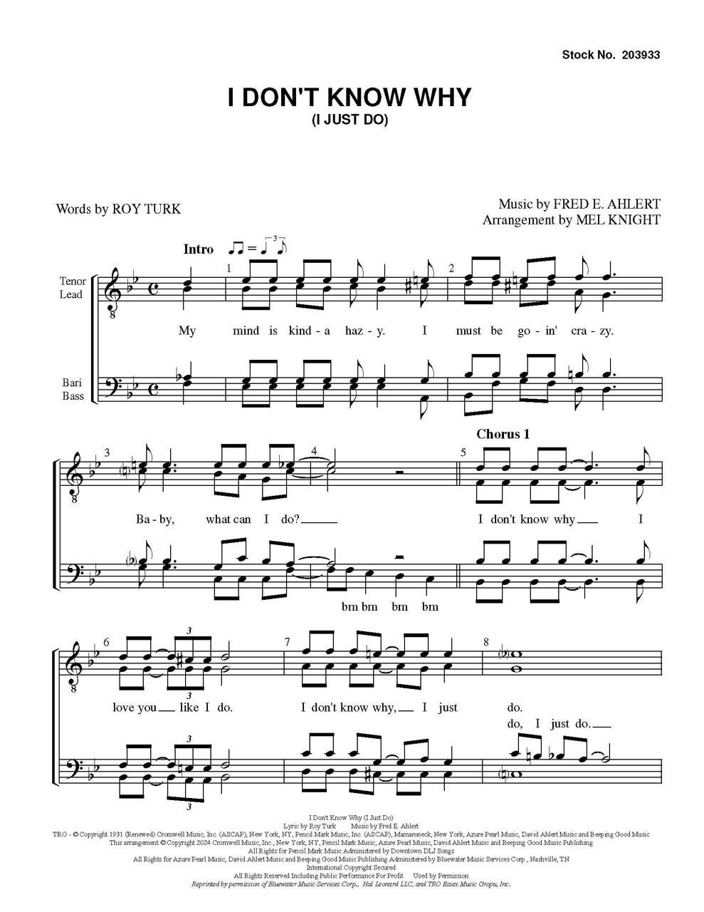 I Don't Know Why (I Just Do) (TTBB) (arr. Knight) - Download