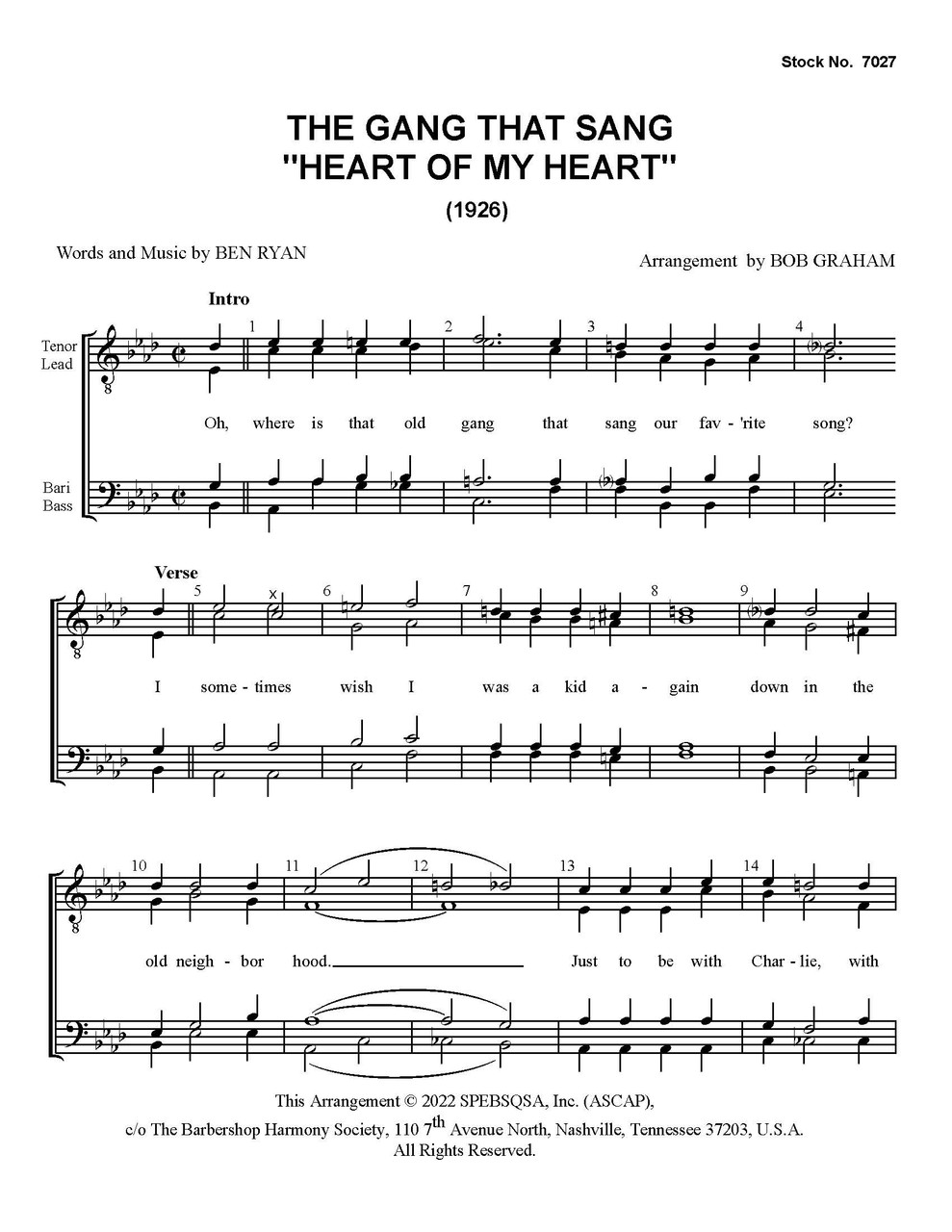 The Gang That Sang Heart Of My Heart (TTBB) (arr. Graham)