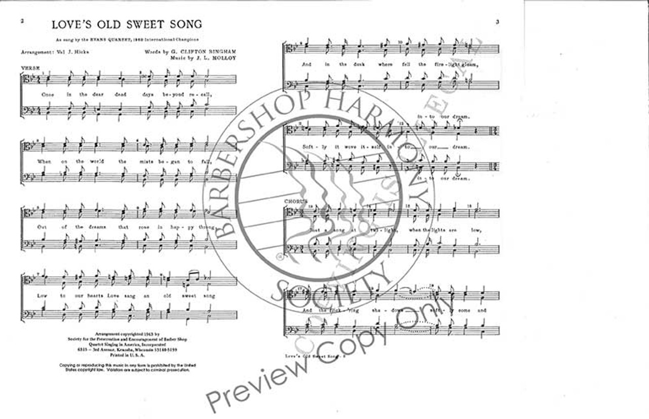 Love's Old Sweet Song (TTBB) (arr. Hicks)