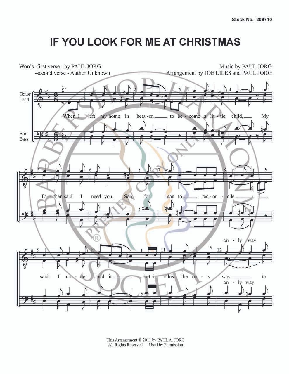 If You Look For Me At Christmas (TTBB) (arr. Joe Liles and Paul Jorg)-Download-UNPUB