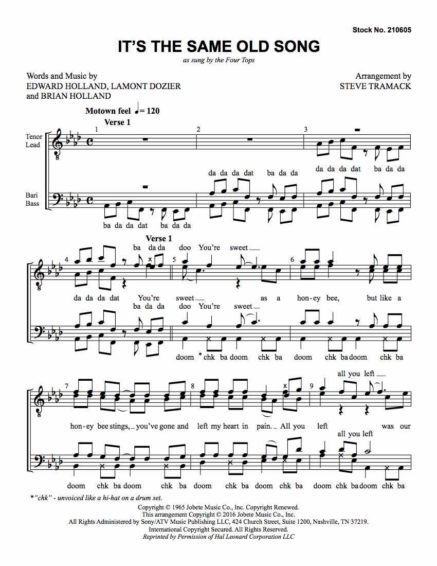 It's the Same Old Song (TTBB) (arr. Tramack) - Special Order