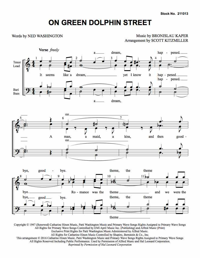 On Green Dolphin Street (TTBB) (arr. Kitzmiller) - Barbershop