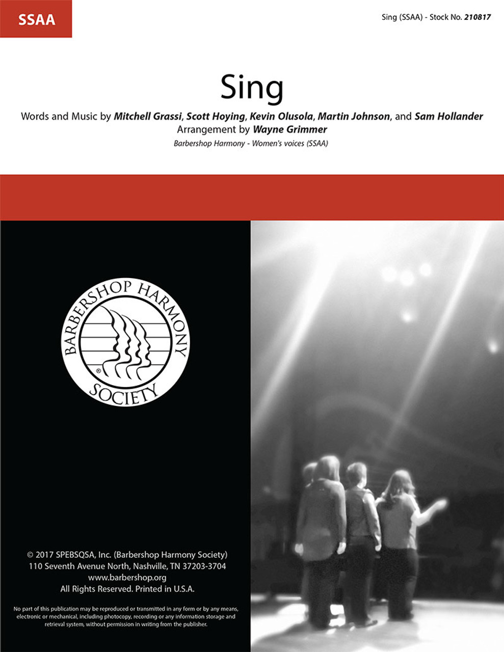 Sing (SSAA) (arr. Grimmer)