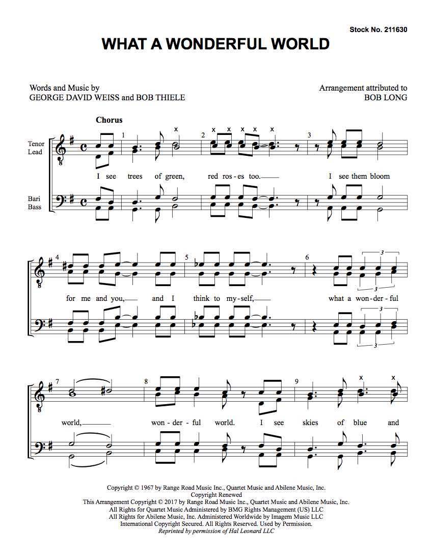What a Wonderful World (TTBB) (arr. Long) - Barbershop Harmony Society