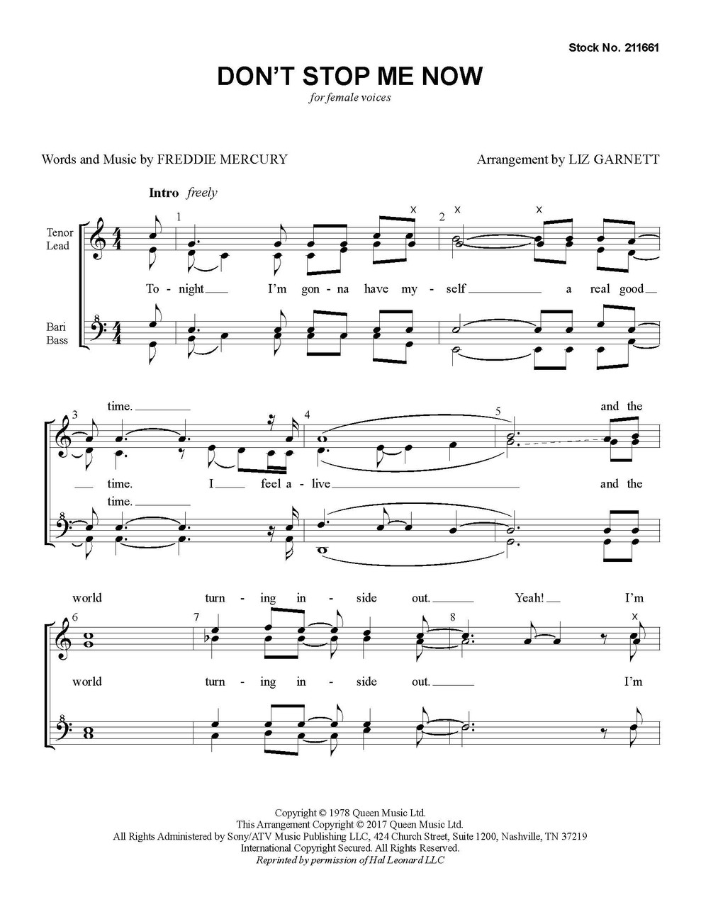 Don't Stop Me Now (SSAA) (arr. Garnett) - Download