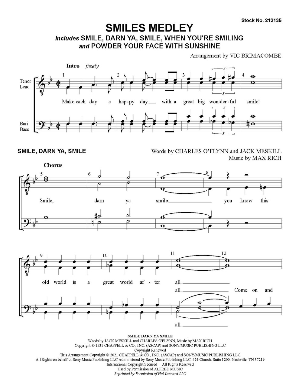 Smiles Medley (TTBB) (arr. Brimacombe)