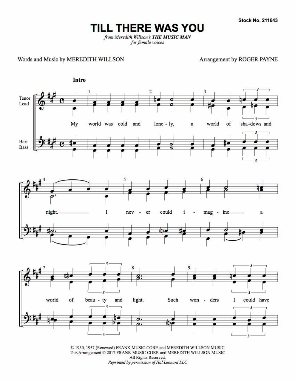 Till There Was You (from "The Music Man") (SSAA) (arr. Payne)