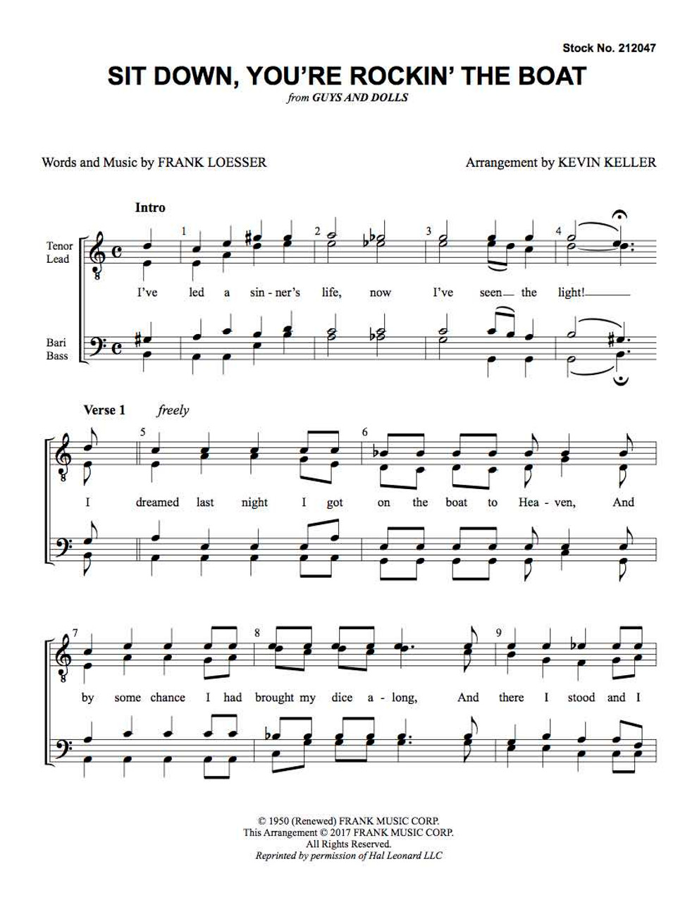 Sit Down, You're Rockin' the Boat (TTBB) (arr. Keller)