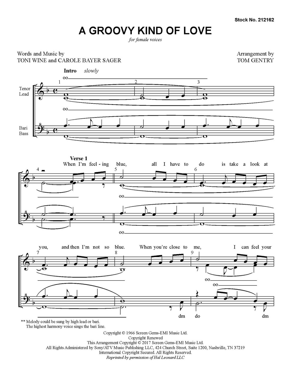 A Groovy Kind Of Love (SSAA) (arr. Gentry)