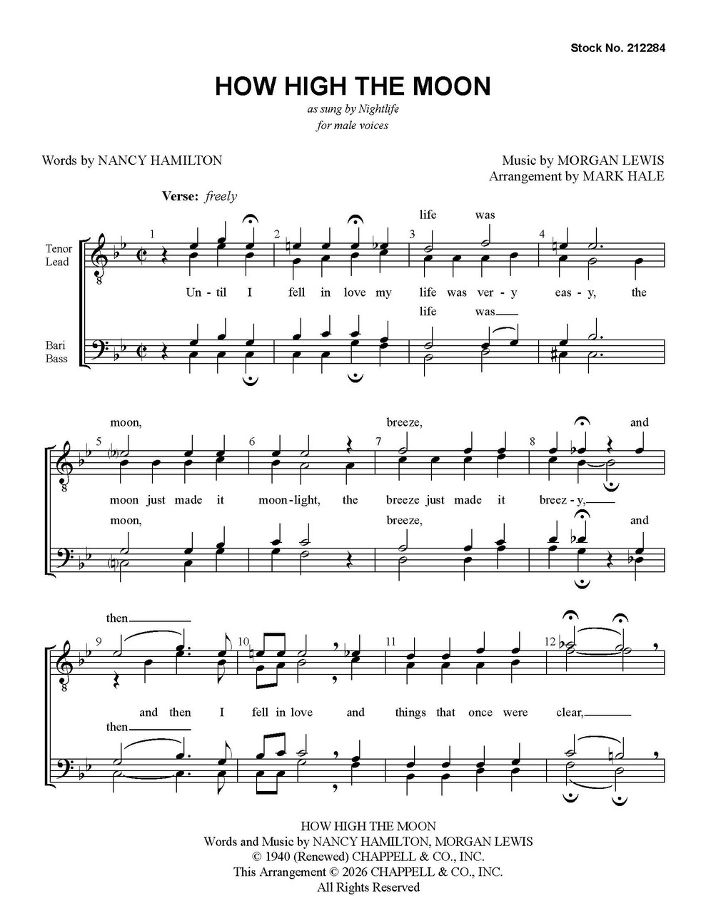 How High the Moon (TTBB) (arr. Hale) - Download