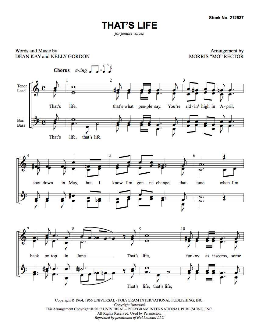That's Life (SSAA) (arr. Rector)
