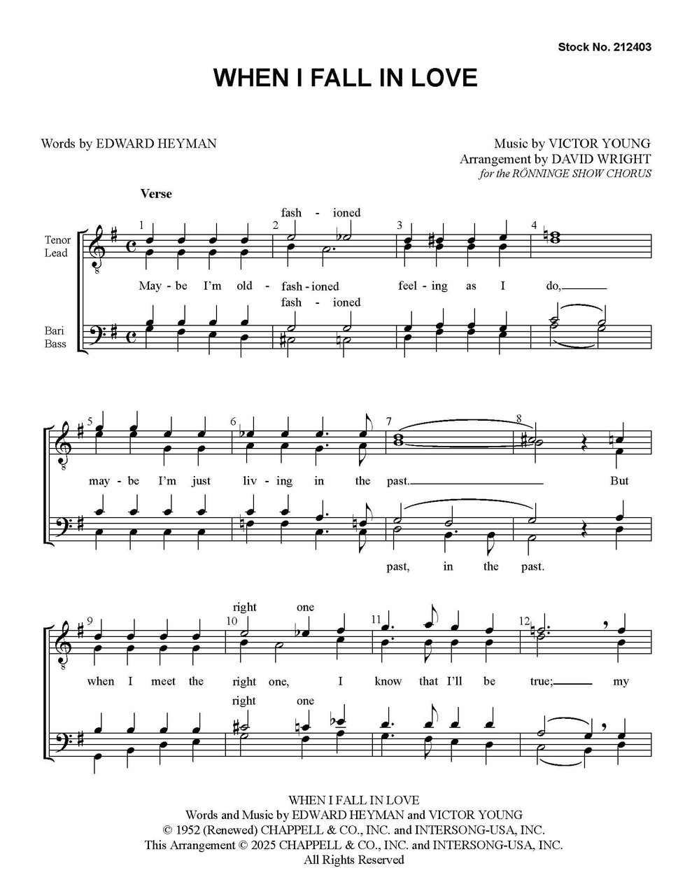 When I Fall In Love (TTBB) (arr. Wright) 
