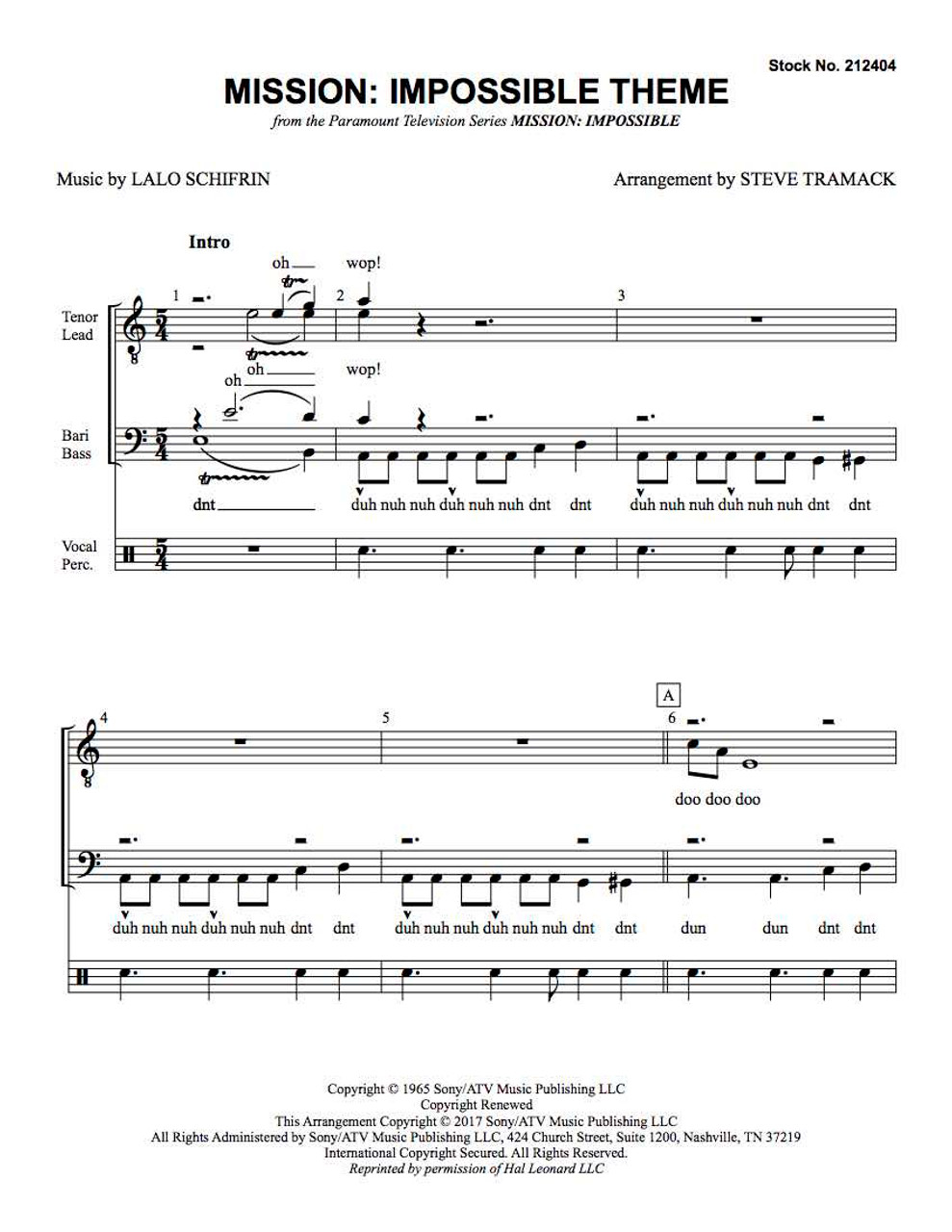 Mission: Impossible Theme (TTBB) (arr. Tramack)