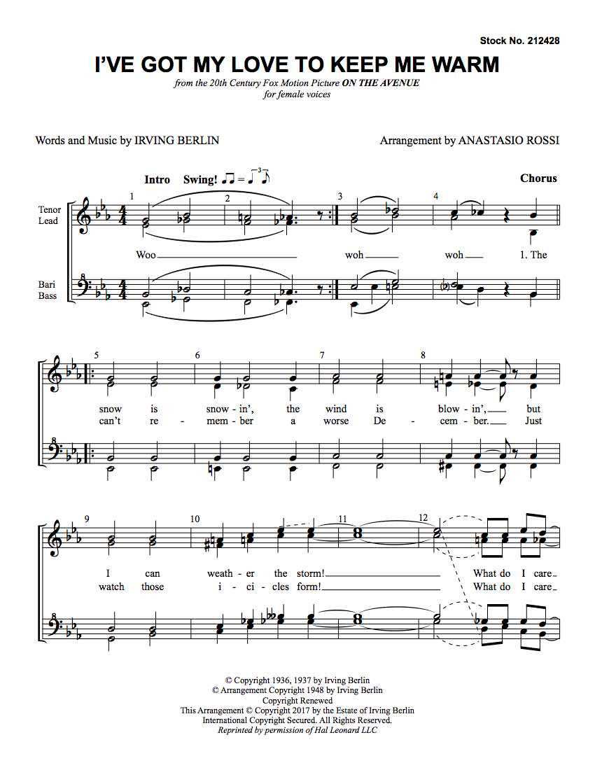 I've Got My Love to Keep Me Warm (SSAA) (arr. Rossi)