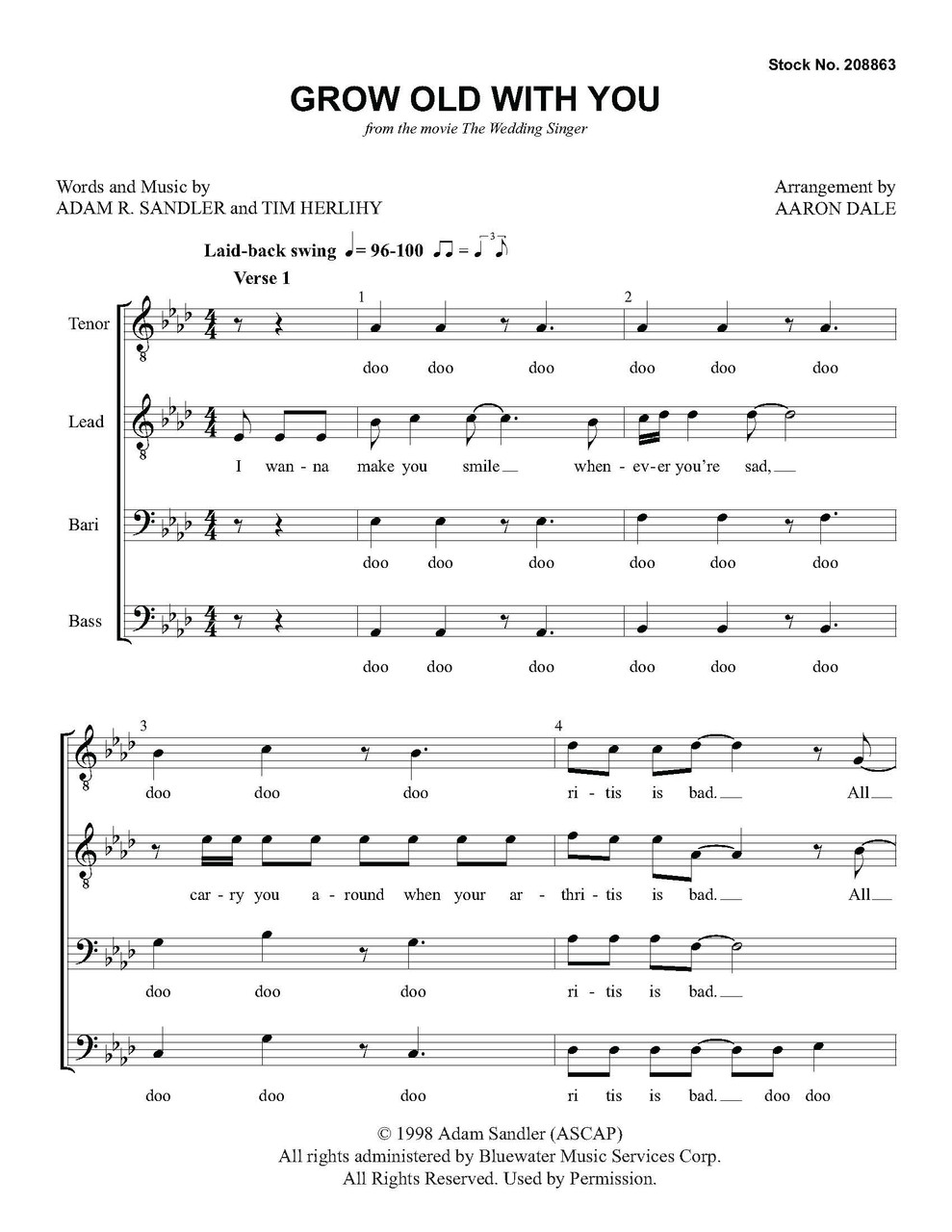 Grow Old with You (TTBB) (arr. Dale) - Download