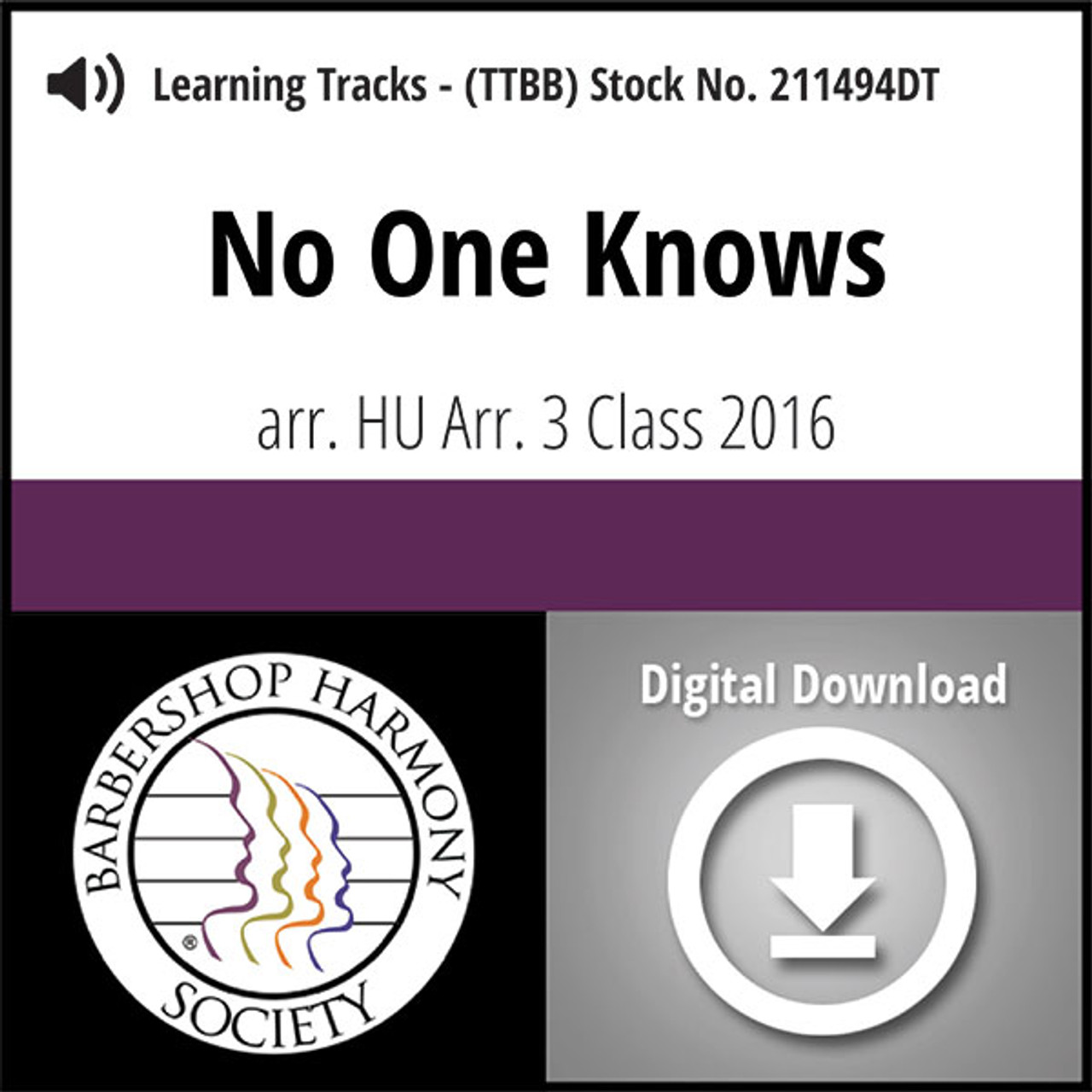 No One Knows (TTBB) - Digital Learning Tracks  for 211493