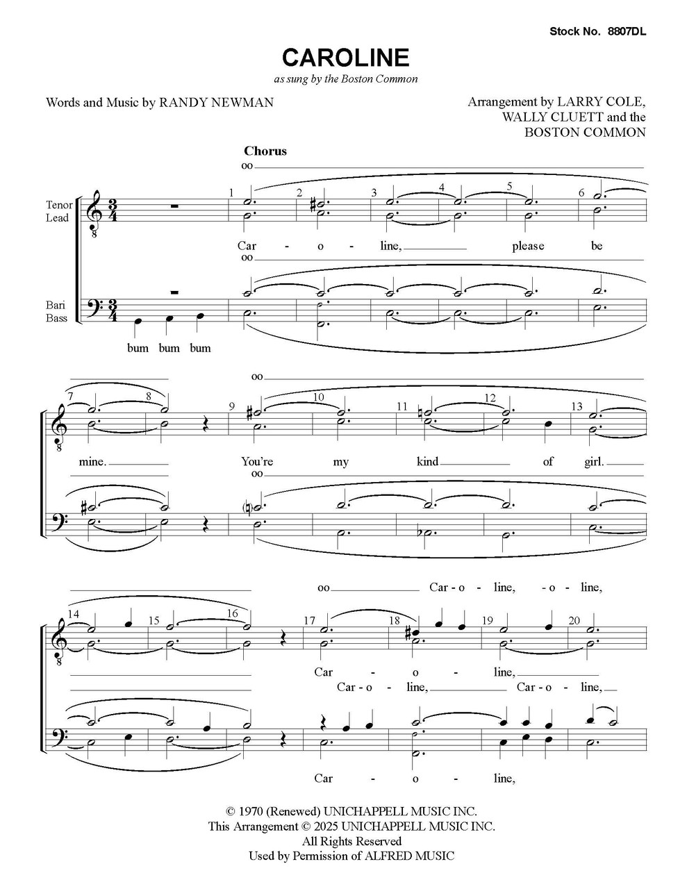 Caroline (TTBB) (as sung by the Boston Common) Caroline (TTBB) (as sung by the Boston Common)
