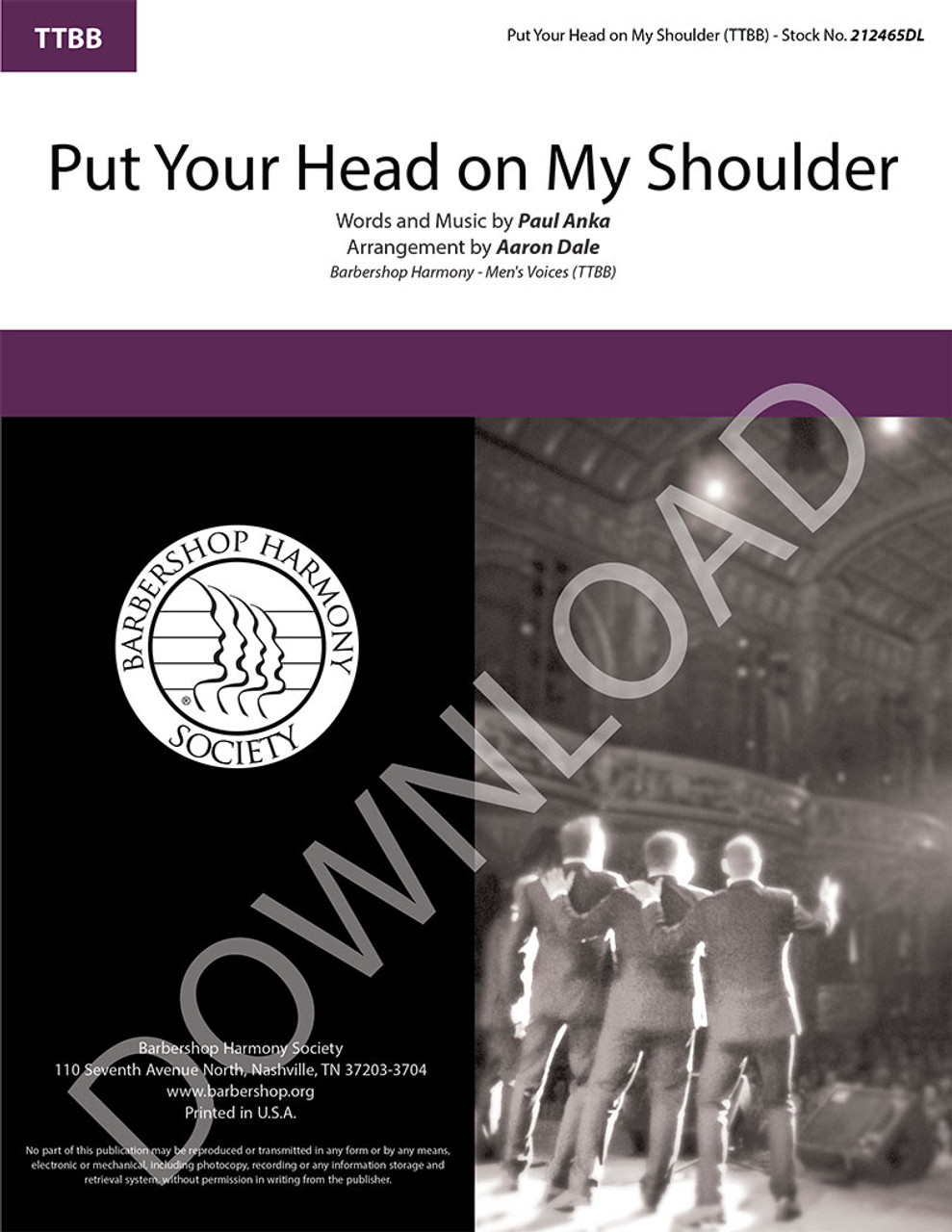 Put Your Head On My Shoulder (TTBB) (arr. Dale) - Download