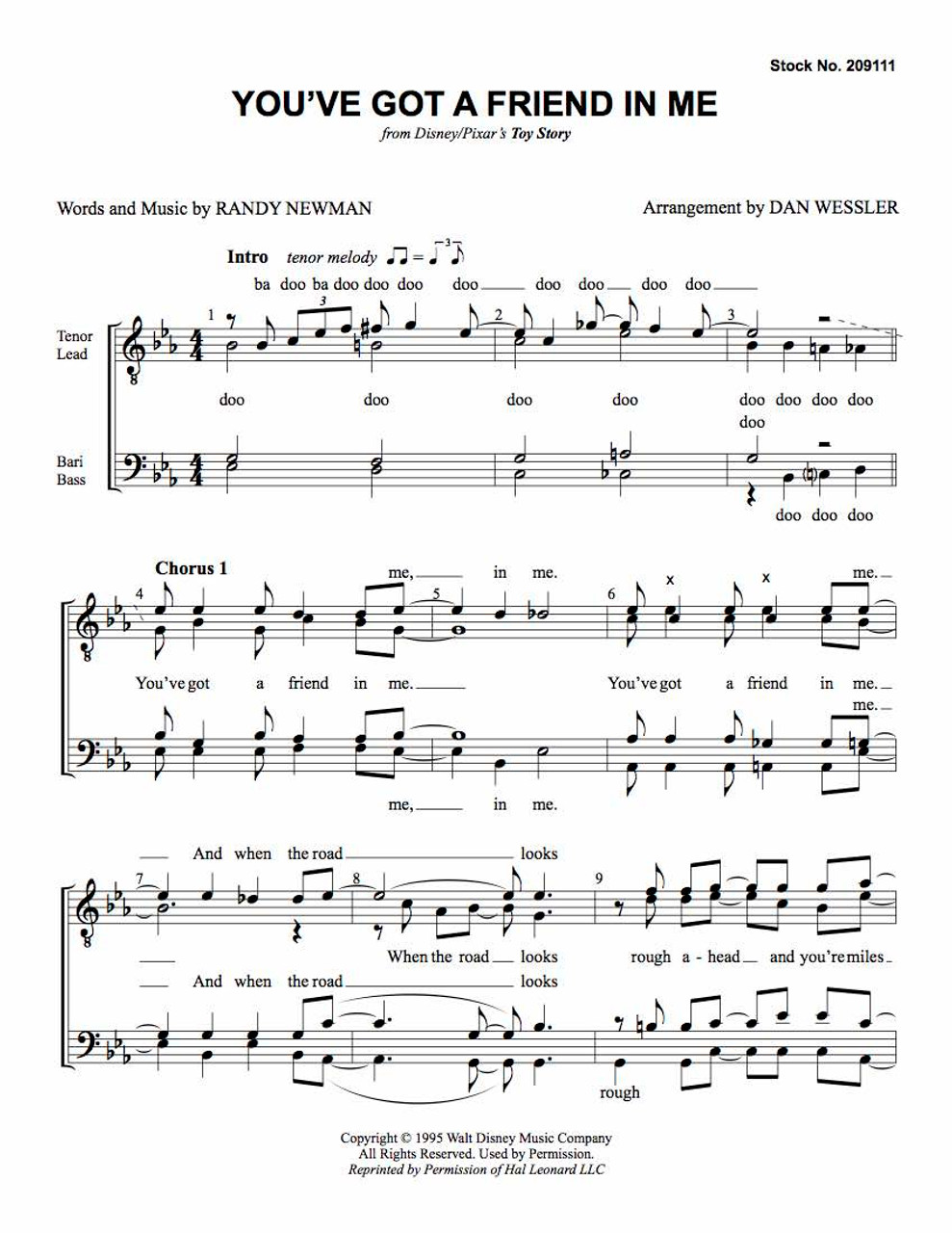 You've Got a Friend In Me (TTBB) (arr. Wessler) - Download You've Got a Friend In Me (TTBB) (arr. Wessler) - Download