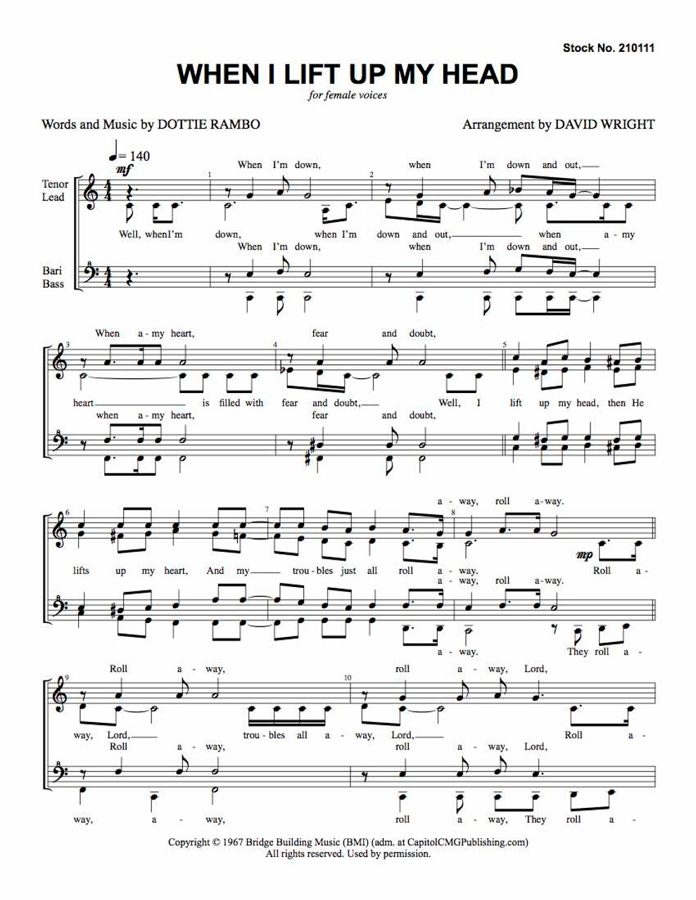 When I Lift Up My Head (SSAA) (arr. Wright)