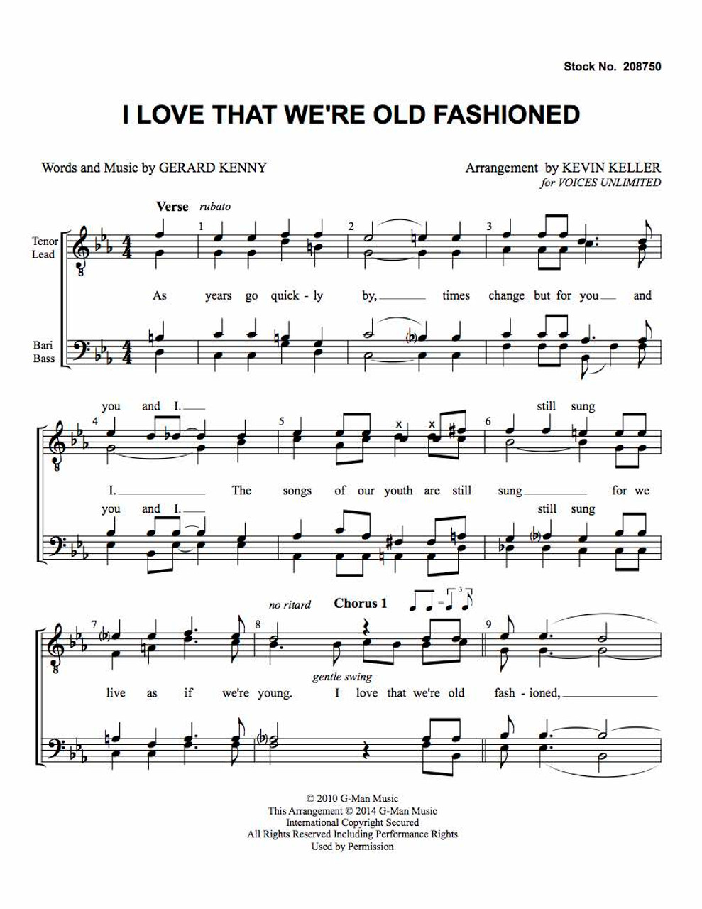 I Love That We're Old Fashioned (TTBB) (arr. Keller)-Download-UNPUB