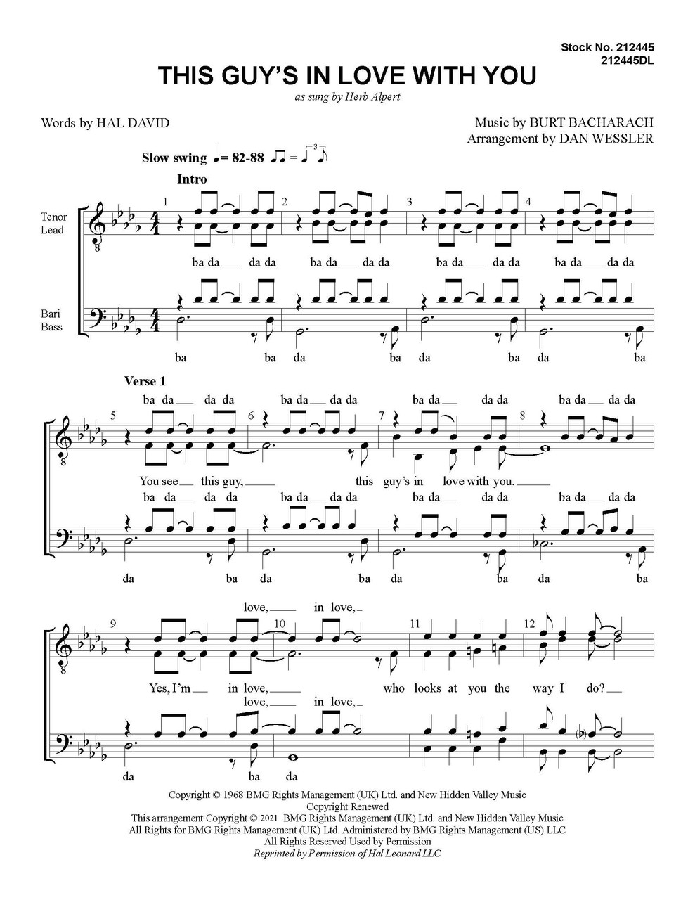 This Guy's in Love with You (TTBB) (arr. Wessler) - Download