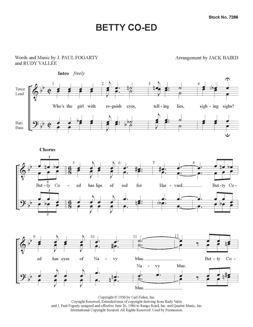 Betty Co-Ed (TTBB) (arr. Baird) - Special Order