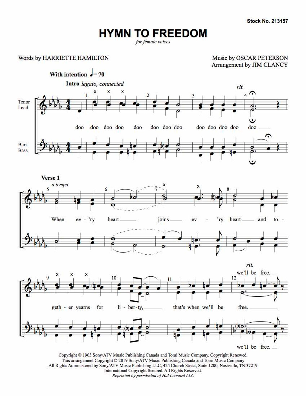 Hymn to Freedom (SSAA) (arr. Clancy) - Download