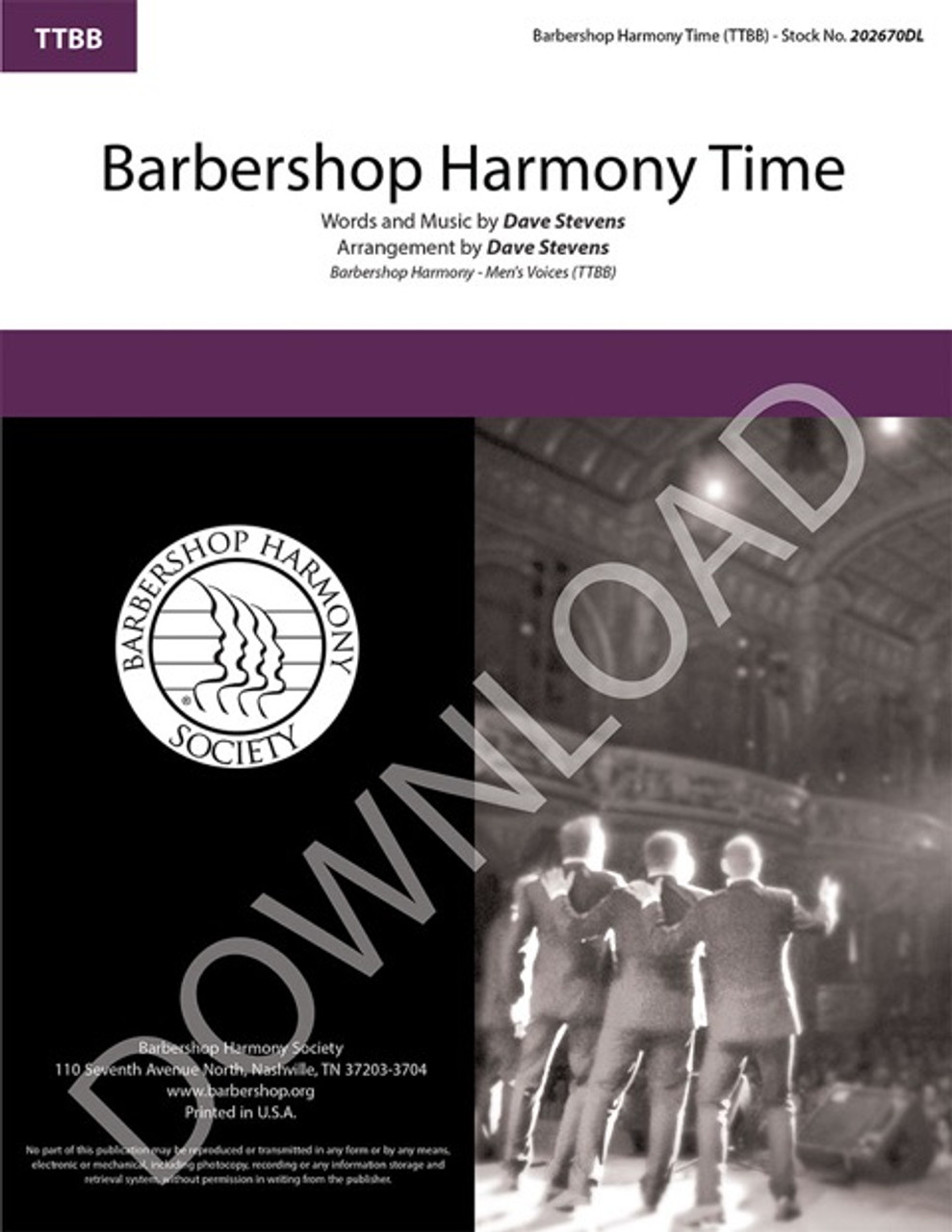 Barbershop Harmony Time (TTBB) (arr. Stevens) - Download