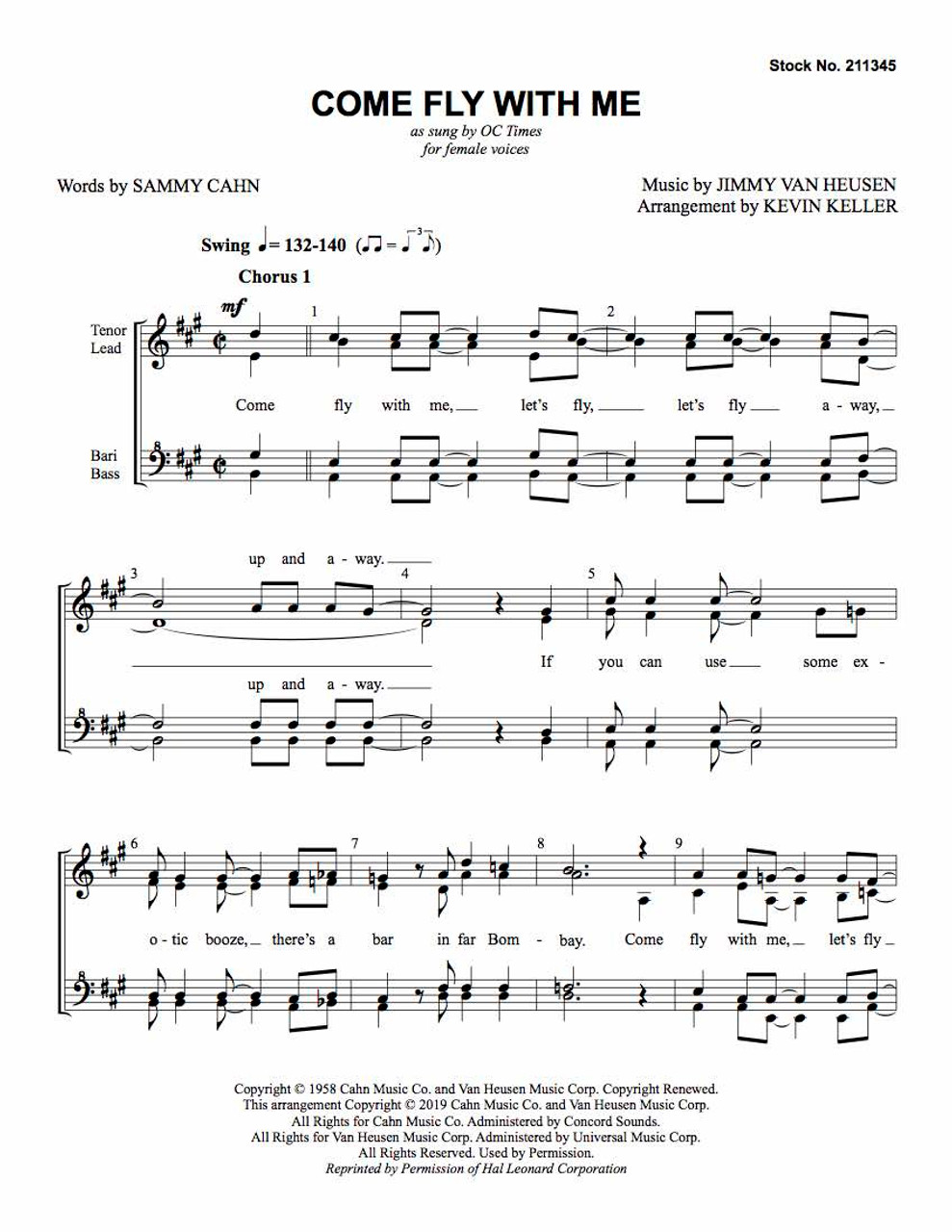 Come Fly with Me (SSAA) (arr. Keller) - Download