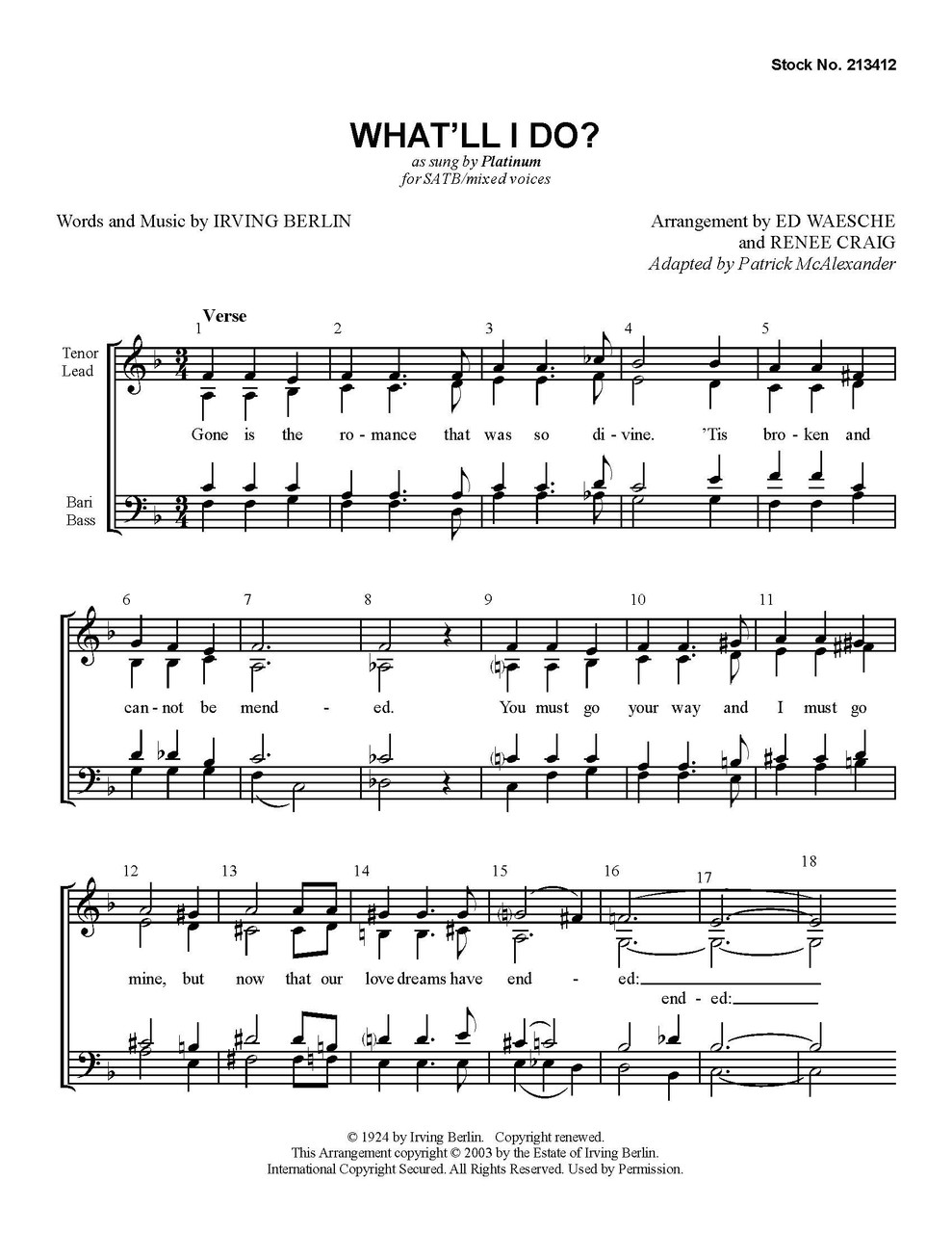 What'll I Do? (SATB) (arr. Waesche & Craig) - Download