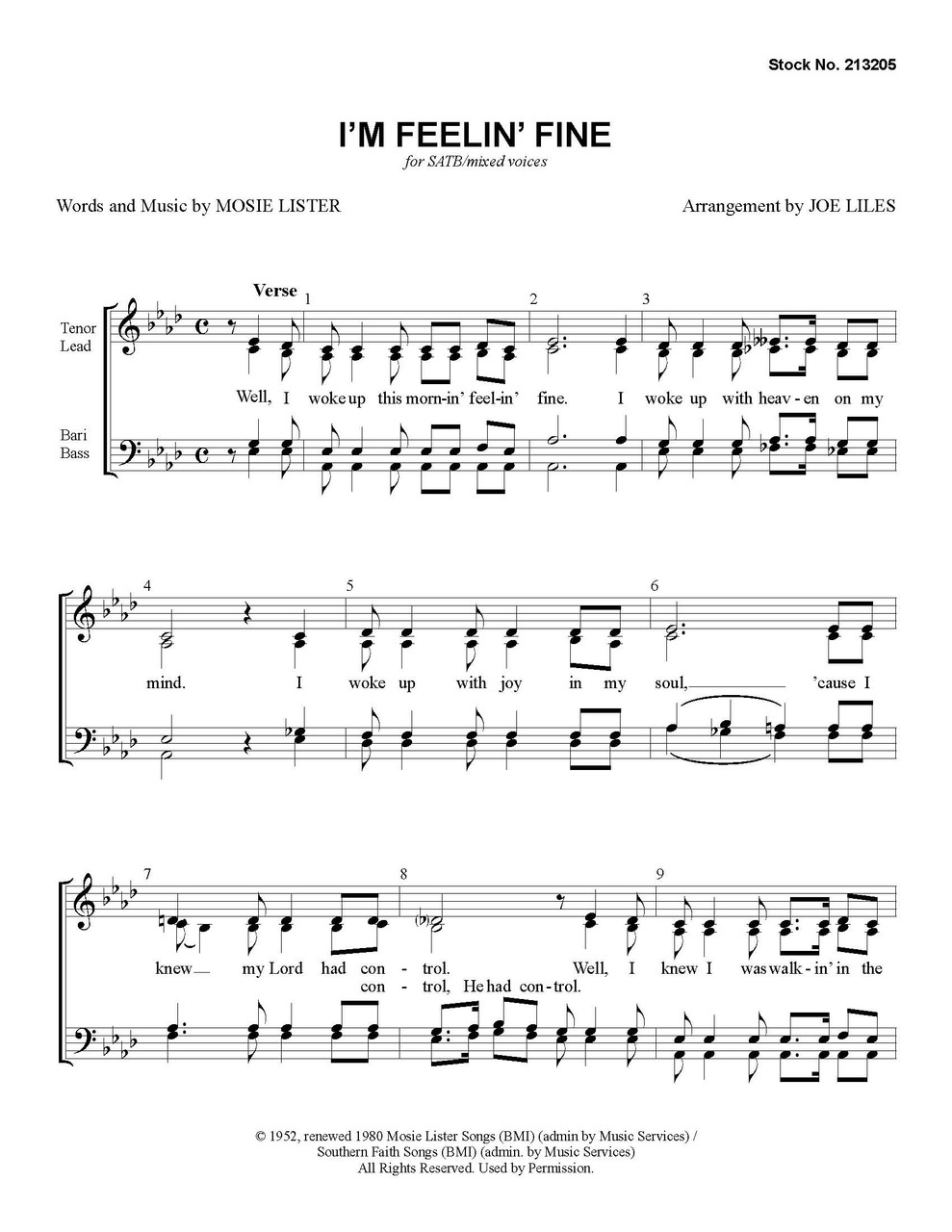 I'm Feelin' Fine (SATB) (arr. Liles)