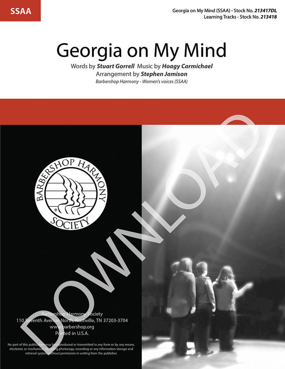 Georgia on My Mind (SSAA) (arr. Jamison) - Download