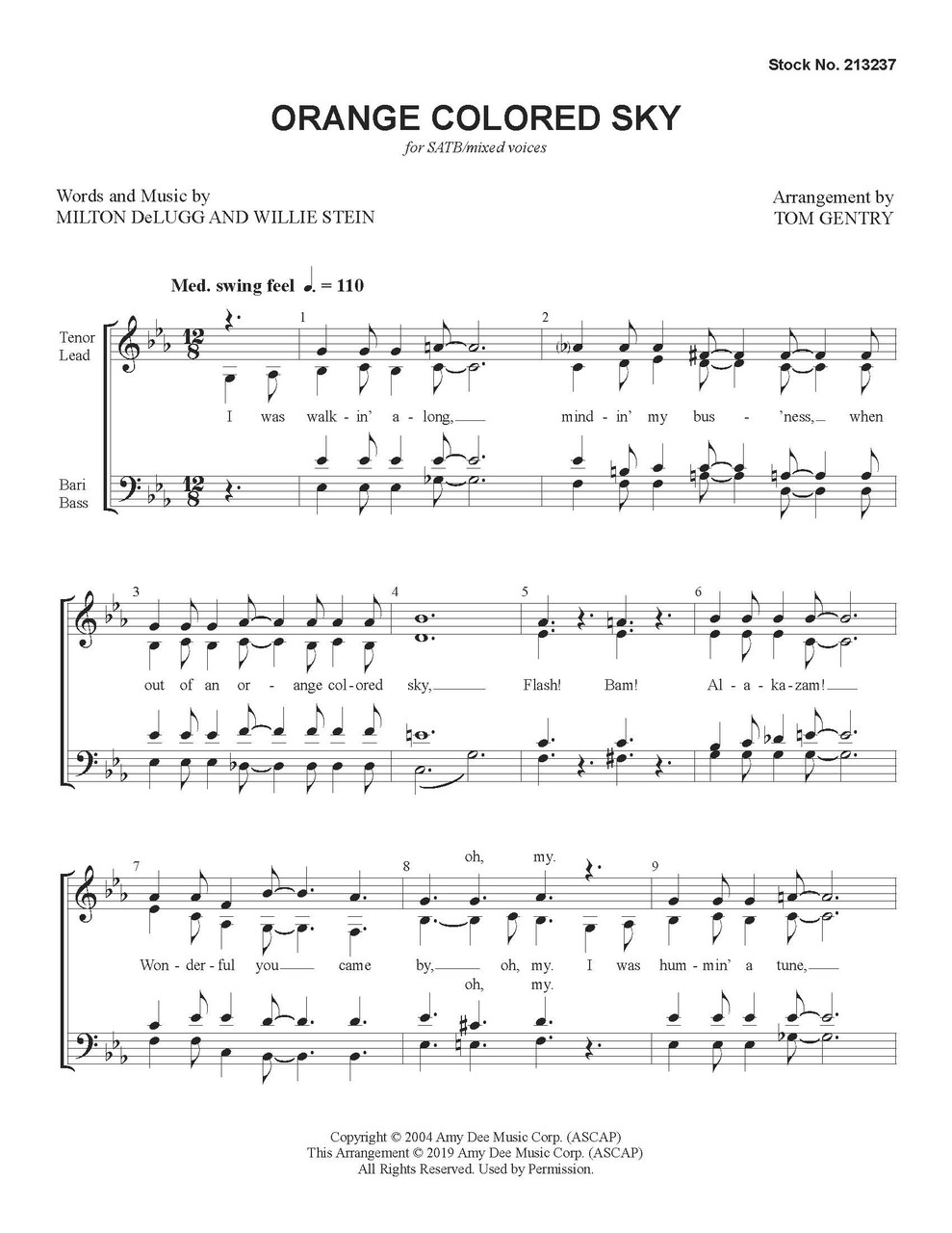 Orange Colored Sky (SATB) (arr. Tom Gentry) - Download