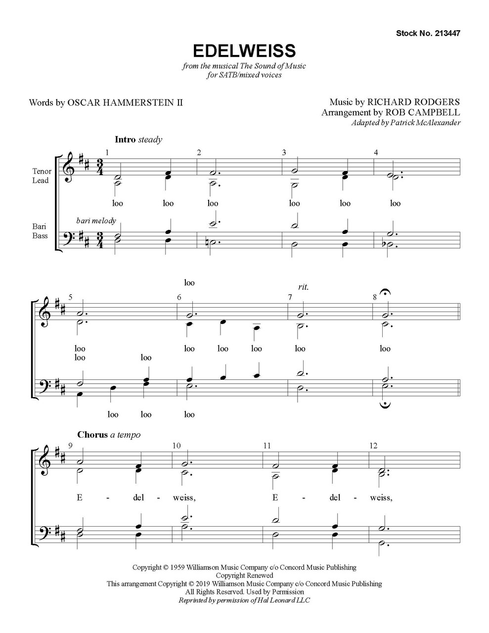 Edelweiss (SATB) (arr. Campbell)