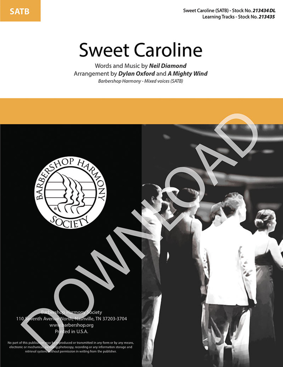 Sweet Caroline (SATB) (arr. Oxford & A Mighty Wind) - Download