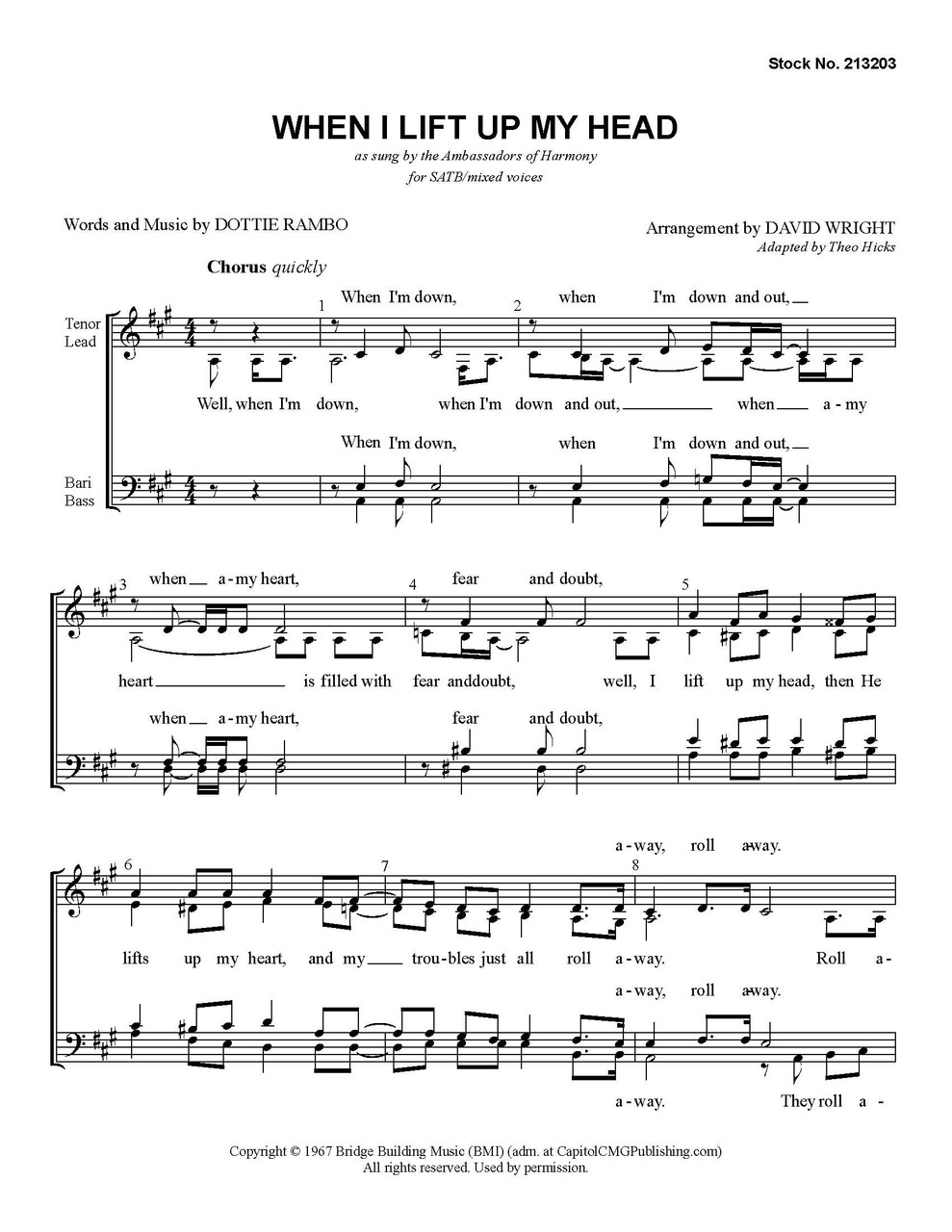 When I Lift Up My Head (SATB) (arr. Wright) - Download
