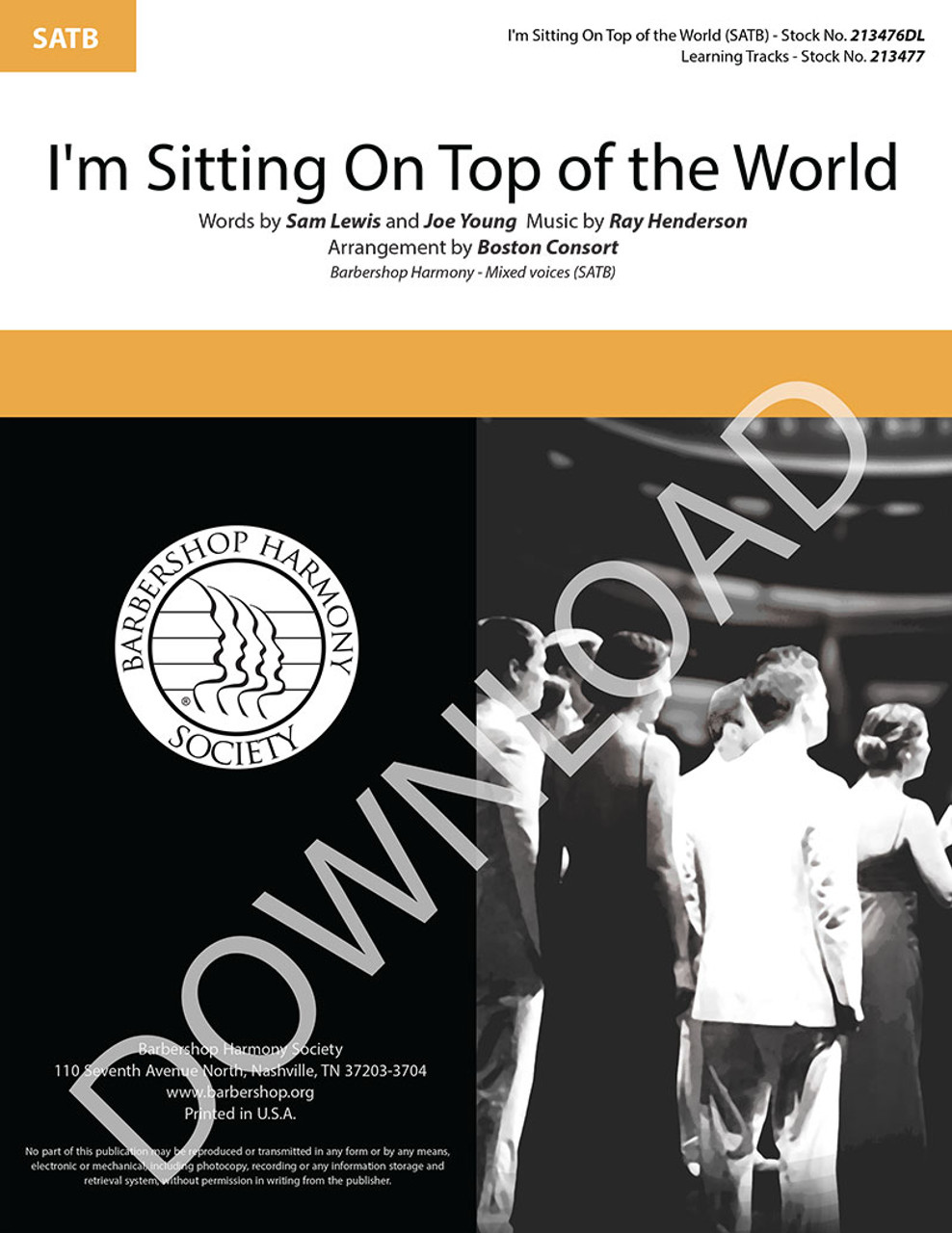 I'm Sitting On Top of the World (SATB) (arr. The Boston Consort) - Download