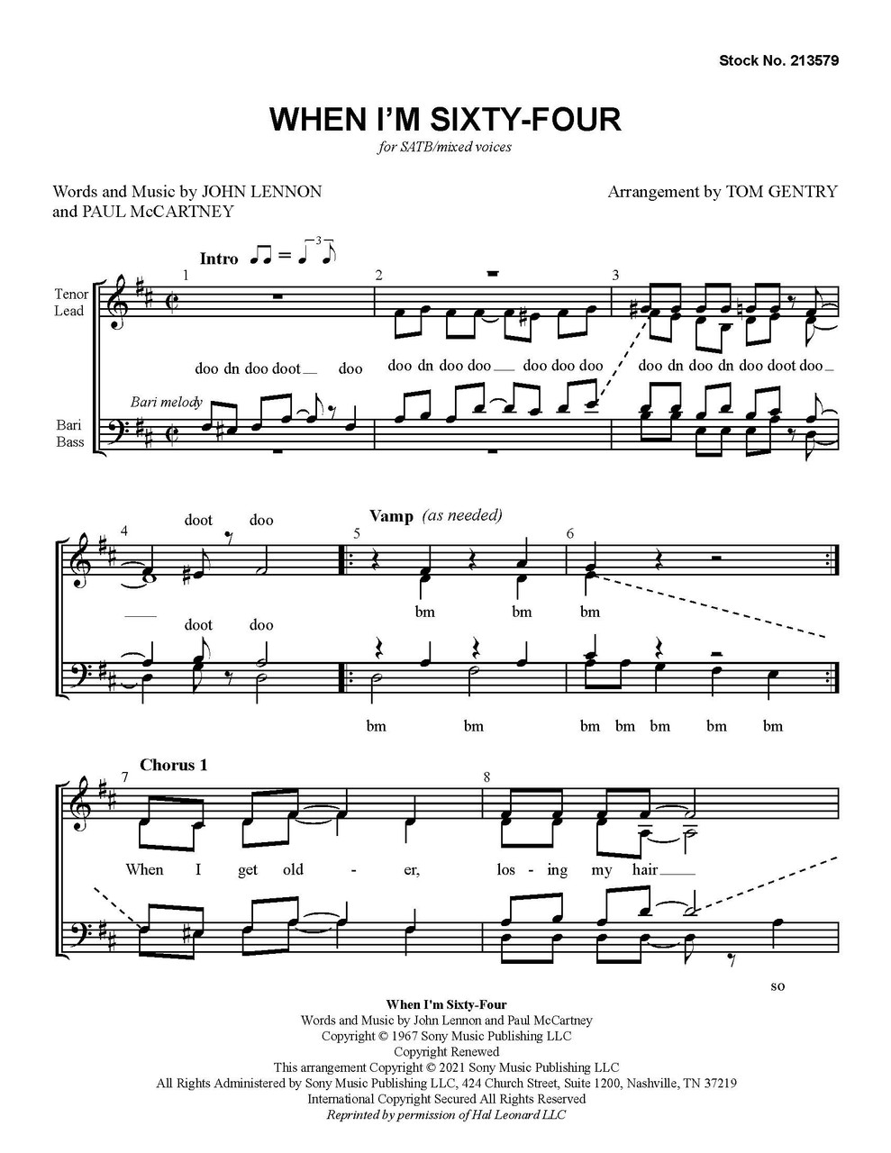 When I'm Sixty-Four (SATB) (arr. Gentry) - Download