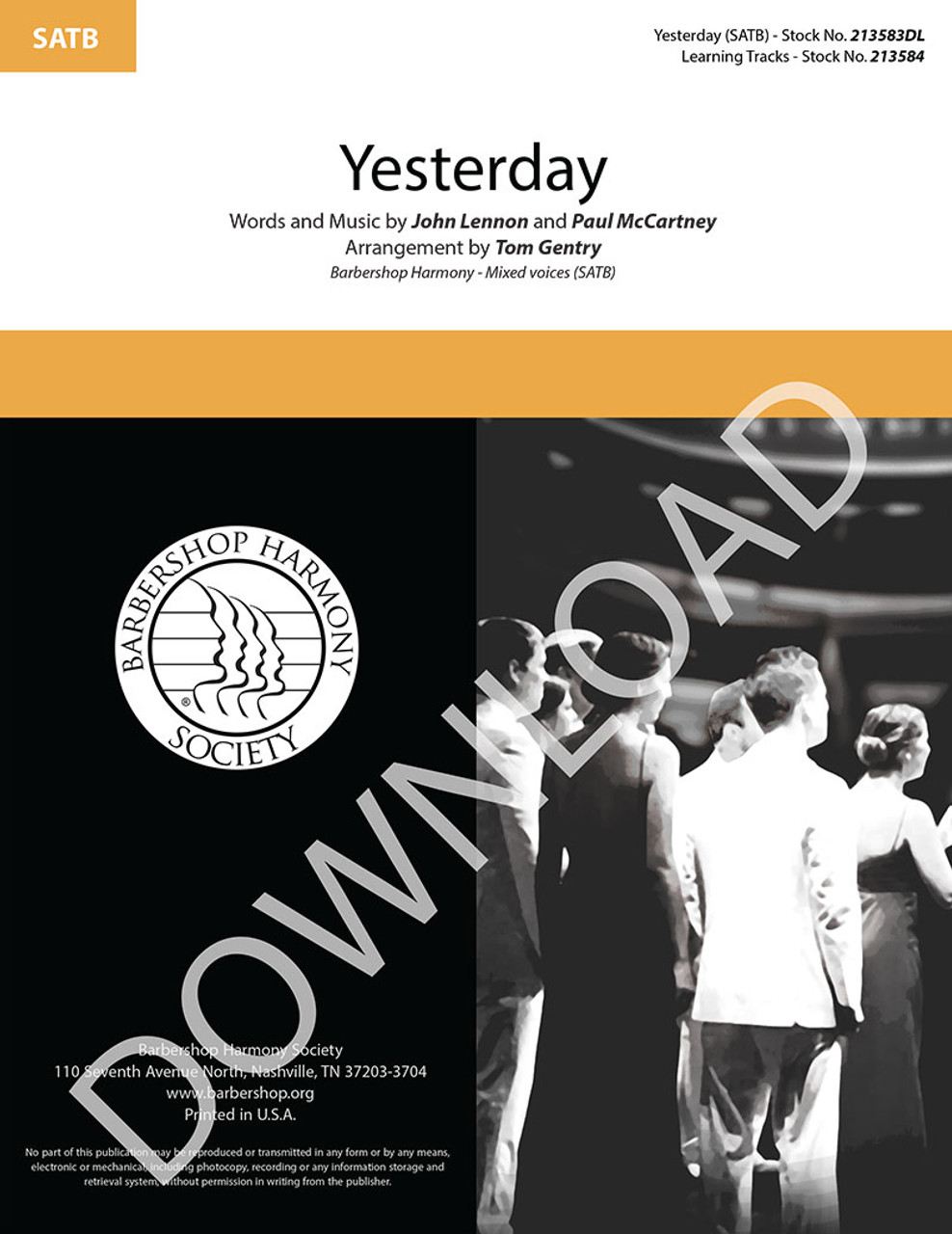 Yesterday (SATB) (arr. Gentry) - Download