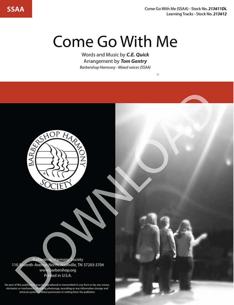 Come Go With Me (SSAA) (arr. Gentry) - Download
