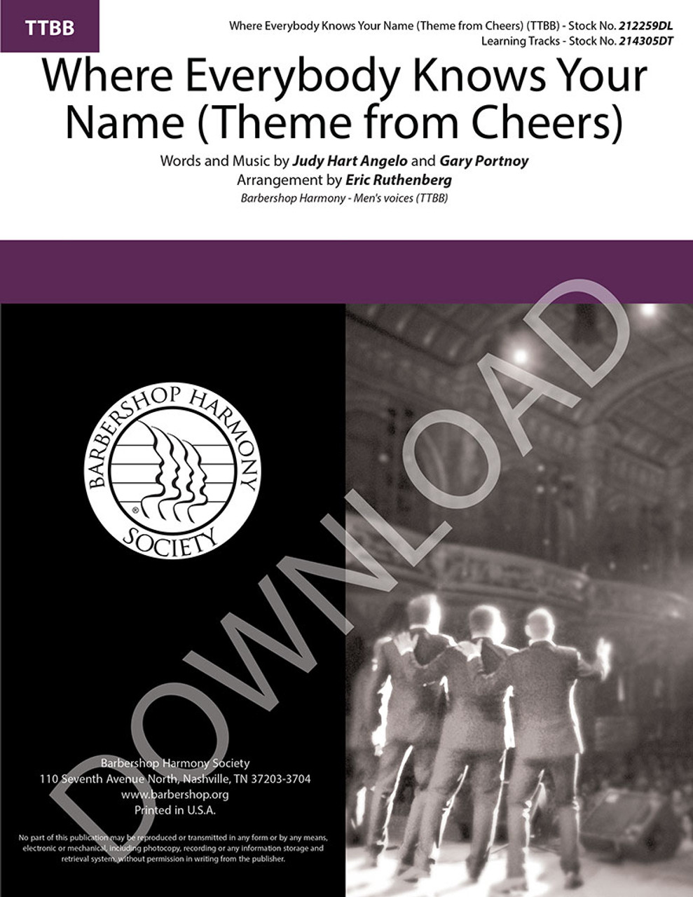 Where Everybody Knows Your Name (Theme from "Cheers") (TTBB) (arr. Ruthenberg) - Download