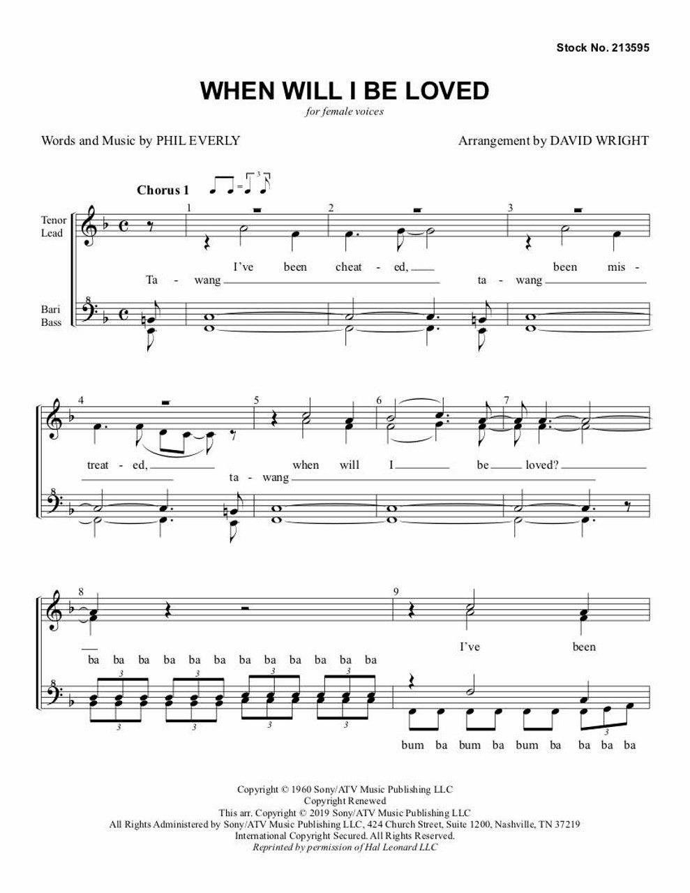 When Will I Be Loved (SSAA) (arr. Wright) - Download
