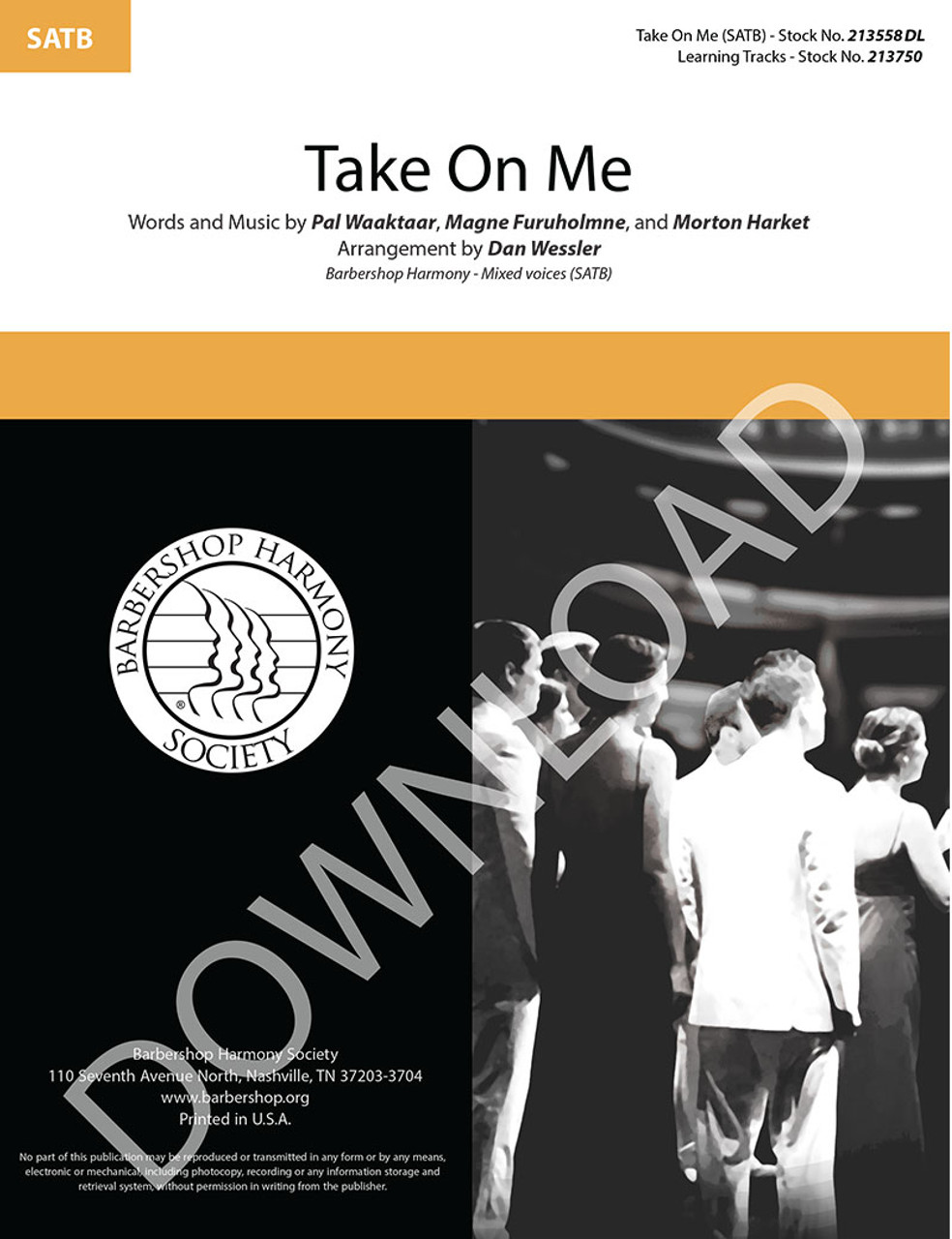 Take On Me (SATB) (arr. Wessler) - Download