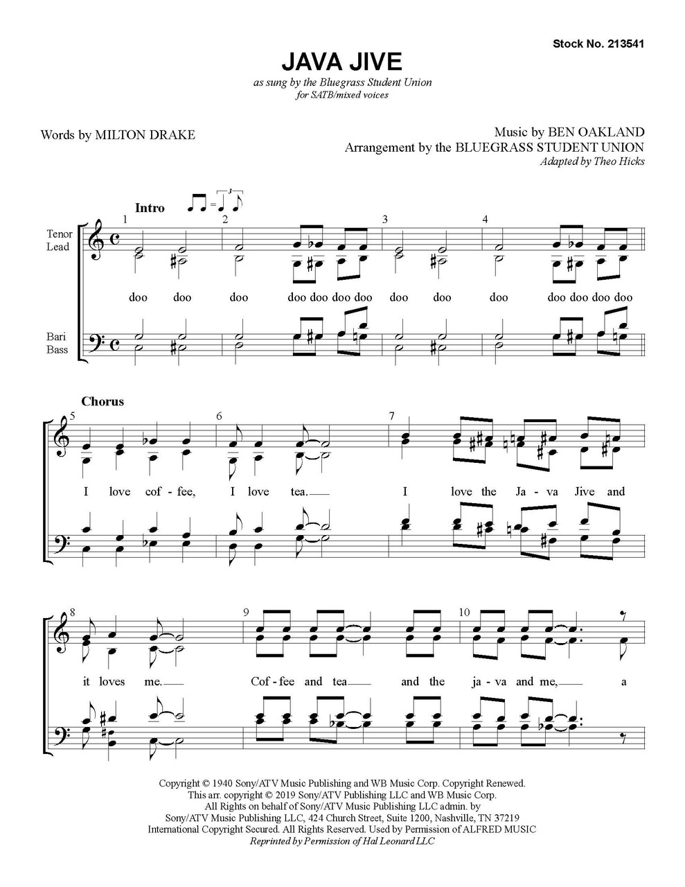 Java Jive (SATB) (arr. Bluegrass Student Union) (Australia & New Zealand)