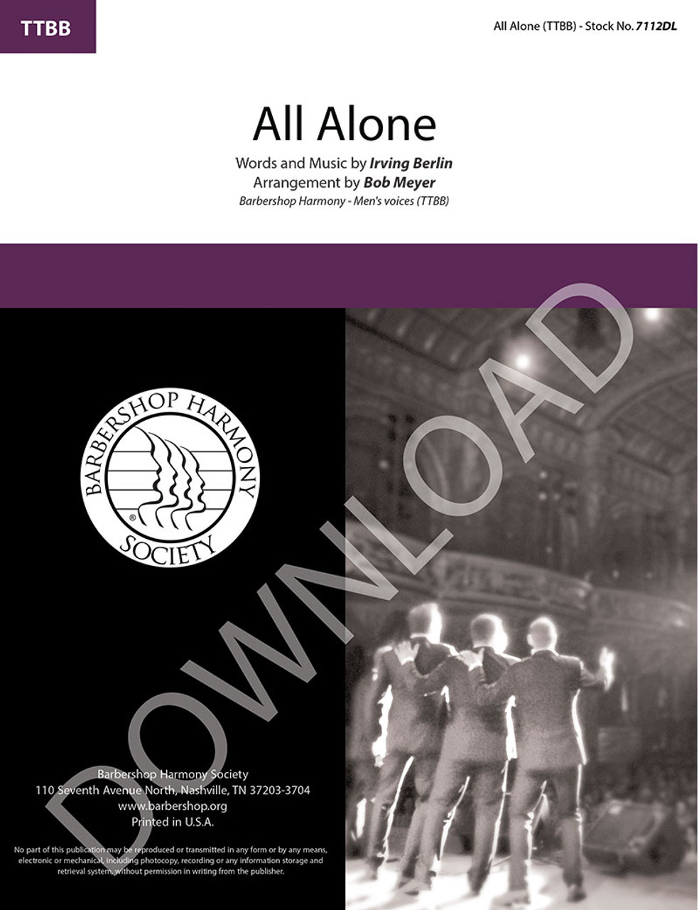 All Alone (TTBB) (arr. Meyer) - Download