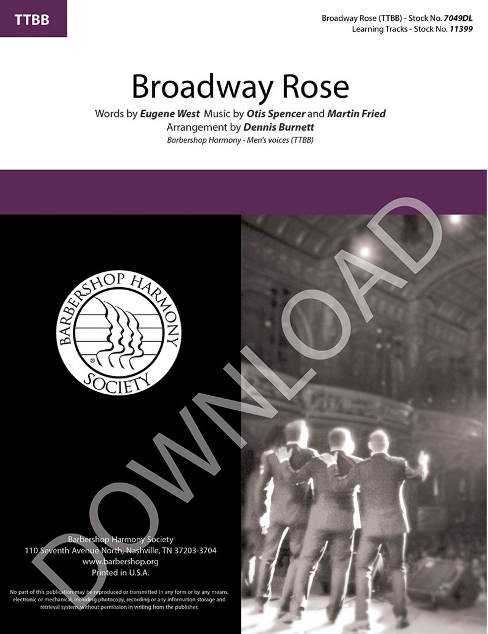 Broadway Rose (TTBB) (arr. Burnett) - Download