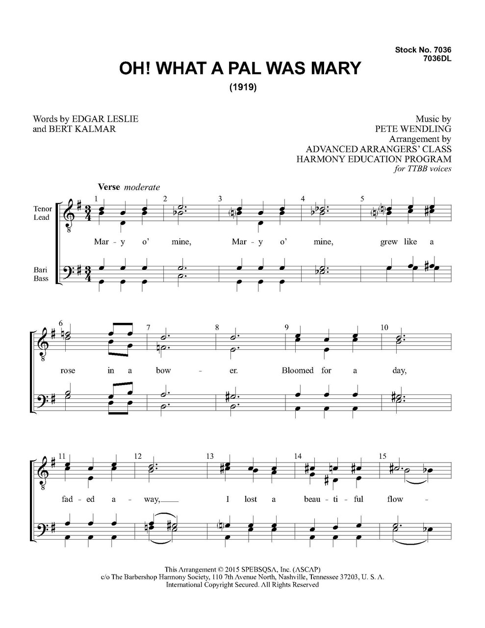 Oh! What A Pal Was Mary (TTBB) - Download